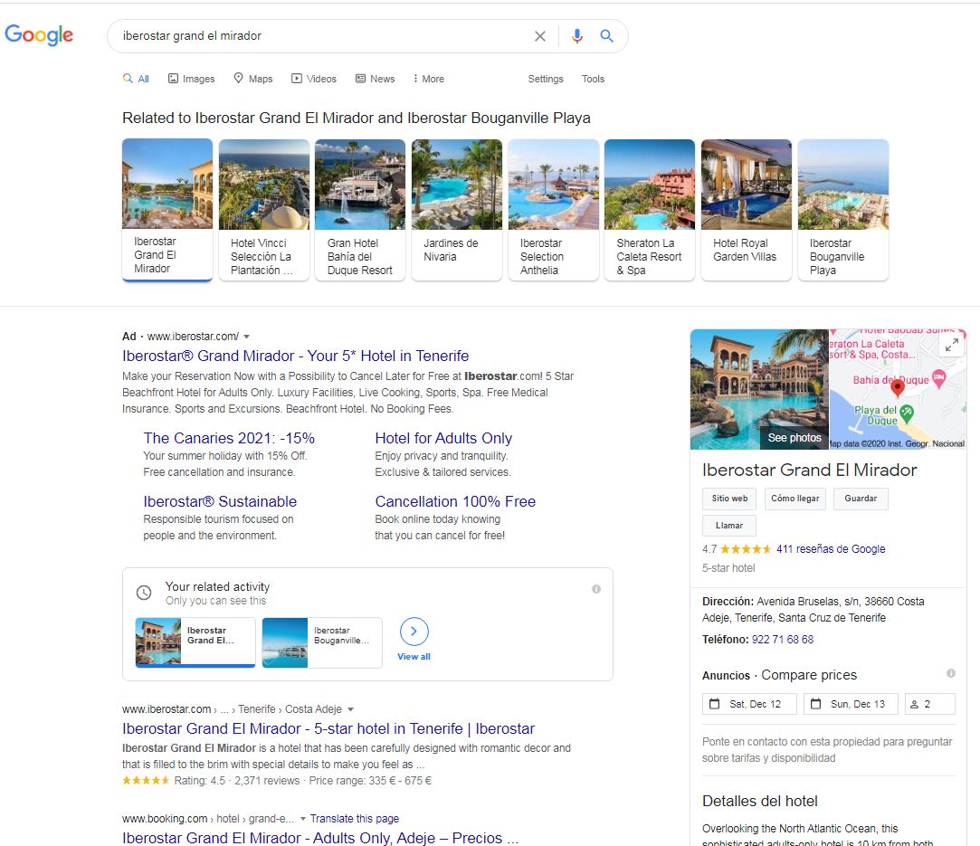 azcona14's tweet image. Been doing searches for hotels and seeing a carousel of "Hotels related to my hotel search" and also a carousel with my "related activity" but maybe not new...
#LocalSEO #HotelSEO #googleserp #gmb
#contenidoseocom @lluc_seo
@GuideTwit @HirokoImai2 @soylauraalfonso