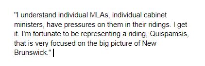One last observation. Back in the summer, when another PC member was off-message with him, Higgs made a comment that may reveal a lot about his thinking on these kinds of things.