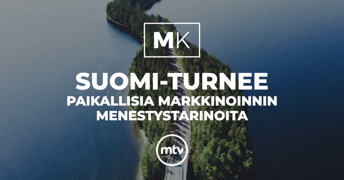 Minkälaista markkinointia eri puolilla Suomea tehdään? Miten alueellinen markkinointi toimii? Ilmoittaudu nyt <a href="/MKollektiivi/">MarkkinointiKollektiivi</a> ja MTV:n verkkotilaisuuteen, jossa jaossa oppia, oivalluksia ja paikallisen markkinoinnin menestystarinoita eri puolilta Suomea! lyyti.fi/reg/Suomiturne…
