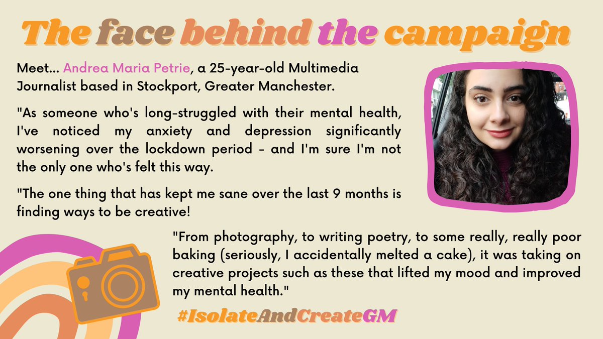 CreateDrgCovid's tweet photo. So hi, I'm Andrea! I started this campaign because I strongly believe that creative activities can help improve people's mental health, especially through lockdown! ⬆ #MentalHealthMatters #IsolateAndCreateGM
P.S. That melted cake was delicious. https://t.co/NIp0GJbFgh