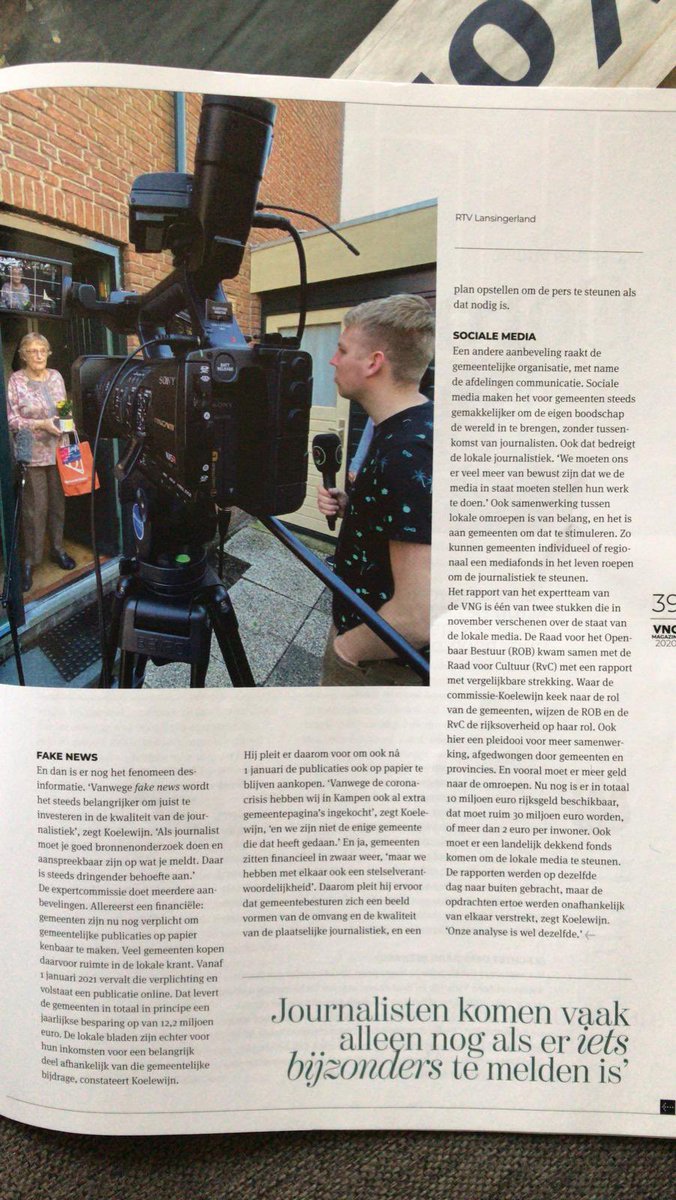 Steun de lokale pers! “Essentieel voor lokale democratie èn sociale cohesie” Prima artikel in <a href="/vng_magazine/">VNG Magazine</a> over de waarde van goede (lokale) journalistiek <a href="/KontaktAltena/">Het Kontakt - Altena</a> <a href="/RTValtena/">RTV Altena</a> <a href="/gemeentealtena/">Gemeente Altena</a> <a href="/Piet_Hartman/">Piet Hartman</a> <a href="/rijanvanleest/">Rijan van Leest</a> <a href="/ADrivierenland/">AD Rivierenland</a> <a href="/BNDeStemOhout/">BN DeStem Oosterhout</a> <a href="/bdheusdenaltena/">Brabants Dagblad</a>