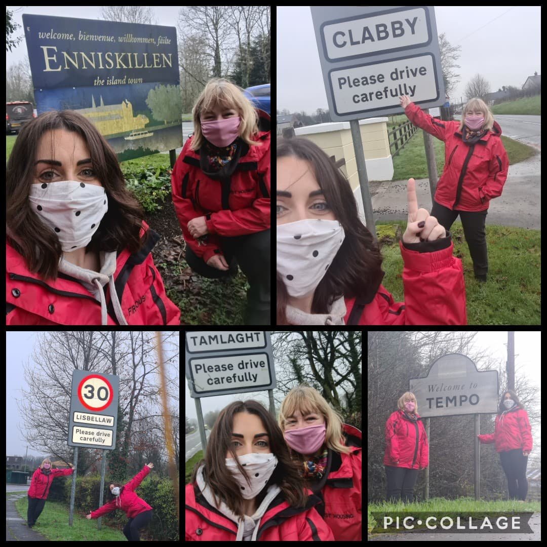 FEnniskillen's tweet photo. Today, Maria &amp; Cathy visited Tempo, Clabby, Lisbellaw, Tamlaght and Enniskillen as part of the '25 in 5' campaign to raise awareness of homelessness as part of Homeless Awareness Week 2020 #HAW2020 #HAW20 #Homelessness #25in5 https://t.co/M6iEQMn35C