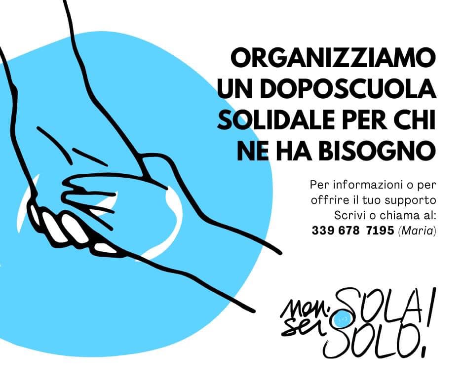 📚Staffette Doposcuola Cercasi! 📚
Lo sportello doposcuola del gruppo #NonSeiSola #NonSeiSolo è alla ricerca di aiuto! 

🙌🏻 Hai tempo, voglia e risorse da condividere? Sei curios@ di sapere come poter dare una mano? Contattaci!

Scrivi o chiama al 339 678 7195 (Maria)