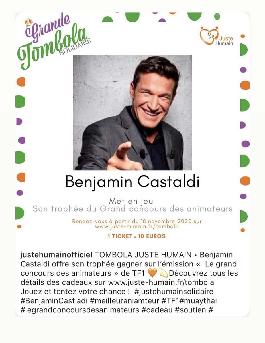 MorganeCabot's tweet photo. @B_Castaldi participe à la tombola @JusteHumain1 🧡 #association #tombola #justehumain @B_Castaldii @B_Castaldi_Actu @B_CastaIdi https://t.co/yAYmgkWKyY