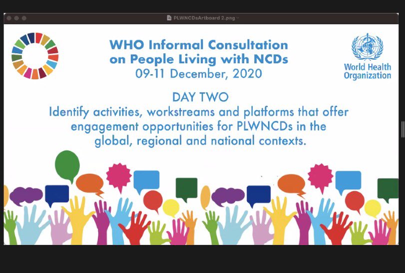 DannyAgnello_GH's tweet image. Day 2 of the @WHO informal consultation on #PLWNCDs is off to a great start! Today we are focusing on the ‘HOW’ - exploring #activities #workstreams &amp;amp; #platforms for engaging those with a lived experience!