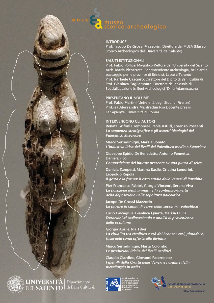 MusaUnisalento's tweet image. Domani 11 dicembre alle ore 15:00 presenteremo il volume &quot;La Grotta delle Veneri di Parabita (Lecce)&quot; curato da Elettra Ingravallo e Renata Grifoni Cremonesi e pubblicato da Edipuglia.
 bit.ly/3nOaW2Z
#buonenotizie #preistoria #Salento #grottadelleVeneri #Parabita