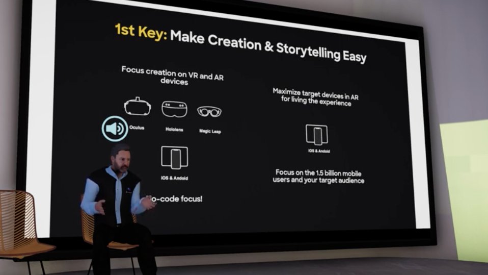 GetSocialVR's tweet image. 🎙️📸 how do we turn AR into great business opportunities cc: @EdmondMaurin @minsarstudio &quot;in order to make great creations, you need a cross-platform solution.&quot; #nocode focus makes creation &amp;amp; storytelling easy #VirtualityExperience #ARbusiness