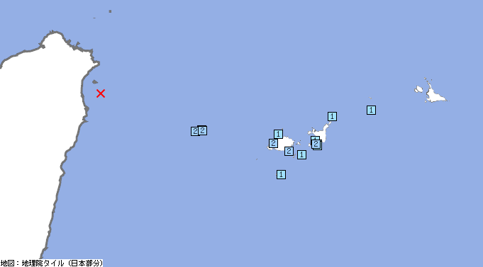 p2pquake's tweet photo. 【地震情報】12/10 22:20頃 震度2 台湾付近(深さ約80km、M6.3) 津波の心配なし [震度2]沖縄県石垣市、竹富町、与那国町 [震度1]沖縄県多良間村  #p2pquake #地震 #earthquake https://t.co/KrQ5bjfYZk https://t.co/sBYWfLgXzx
