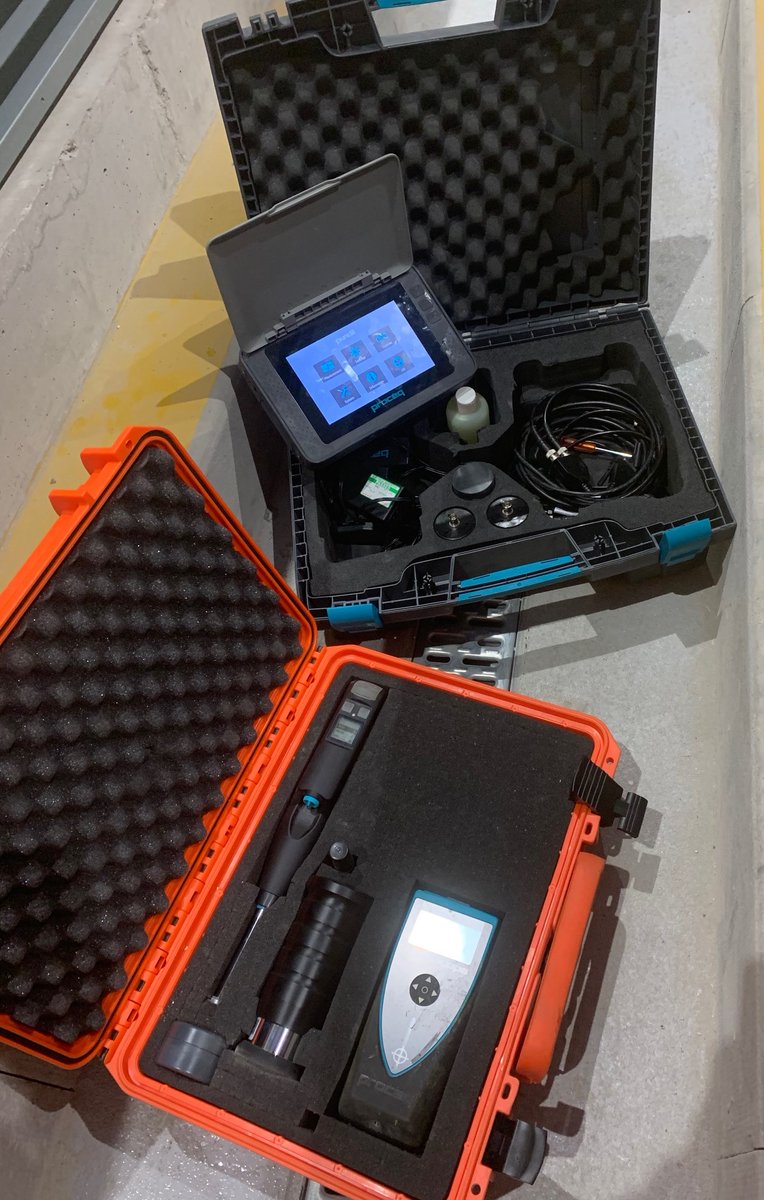 In the North spending 2 days doing non-destructive testing. Ground penetrating radar (#GPR) surveys of ‘as built’ concrete elements, concrete quality assessments by way of Schmidt live hammer &amp; determination of crack depths for our #infrastructure client #GPR8800 #pundit #proceq