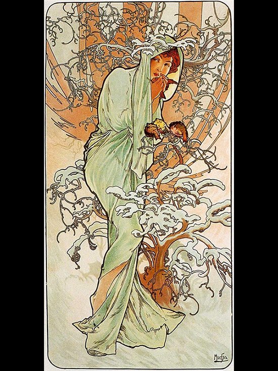美術ファン 世界の名画 アルフォンス ミュシャ 四季 冬 16年 美術ファン 世界の名画 アルフォンス ミュシャ 四季 冬 16年