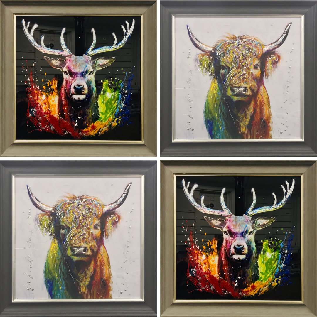 Holme_Is_Art's tweet photo. Spirit Of The Glen &amp; Child Of The Glen! Both were originally painted by the phenomenal @busterfisherart They have been embellished by #Rh45, using their unique #LiquidArt techniques and #SwarovskiCrystals, over the #glass 
#Homfirth #Honley #Art #BespokeArt #Interior https://t.co/Ix45shQM0p