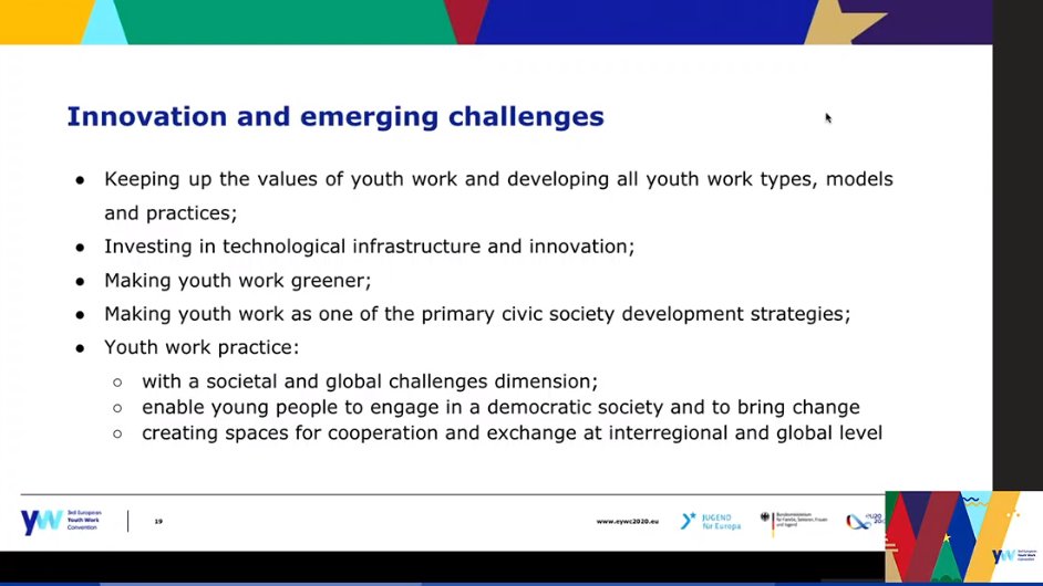 GEYCRomania's tweet photo. #BonnProcess: #YouthWork should become a primary sector for civic society development. @3rd_eywc #EYWC2020 @jugend_f_europa https://t.co/Qnh27BBv1c