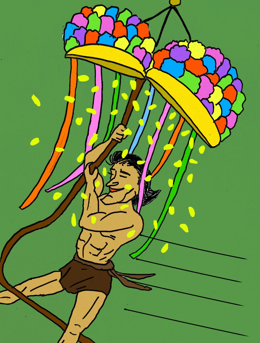 大西ユースケ 今日のイラスト Vol 261 めでたいターザン ターザン ジャングル くす玉 イラスト 絵 画 落書き デザイン 漫画 ペン画 Illust Illustrator Art Design T Co Nyr9vsoxhu Twitter