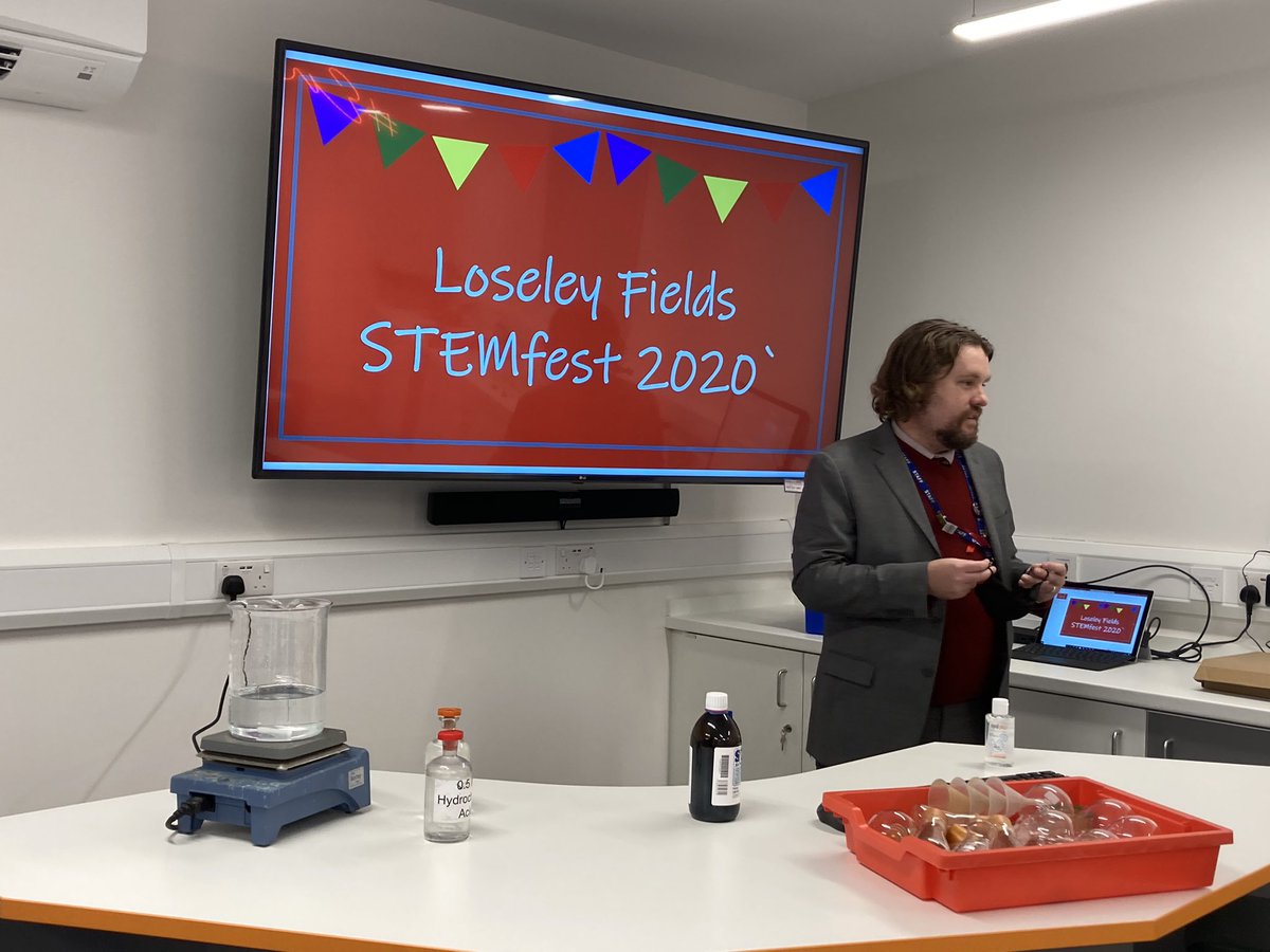 ScienceSurrey's tweet photo. Next up at Loseley Fields’ STEMfest is our very own Mr Griffin Smith preparing to get festive but what is he going to create?  Answers below please! https://t.co/MXV9fYPZPS