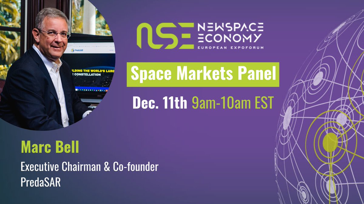 predasar's tweet photo. Join @predasar Executive Chairman and Co-founder @marcbell at @nseexpoforum tomorrow. On the Government Panel at 9 a.m. EST, Marc shares how #PredaSAR is leading in #NewSpace with its forthcoming constellation of advanced satellites. For more info: https://t.co/n8I2ac3iCc #SAR https://t.co/ITRLyfyhfO