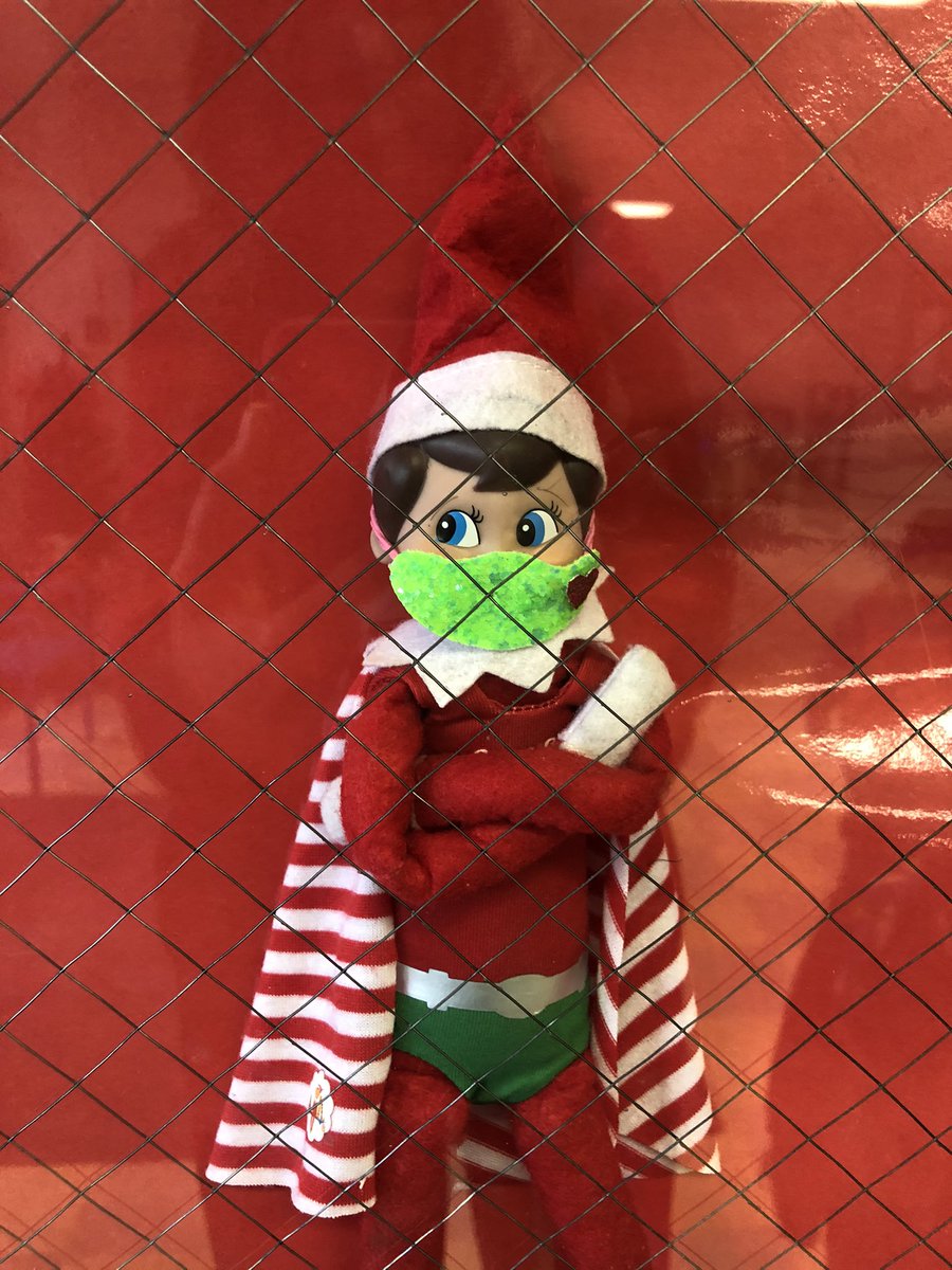 principaljenny's tweet photo. Every day, beginning December 1, Ralph the Atwood Elf hides around our school for the children to find! Today Ralph remembered to wear his mask!!! #WeAreRSU18 #atwoodawesome https://t.co/GMqRbVU3FR