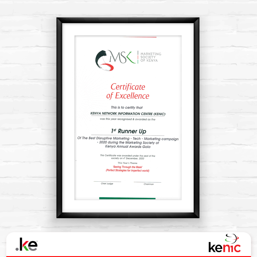 dotsavvy's tweet photo. Delighted we worked with @KeNIC on their 'https://t.co/oJqsMNxwCz' digital campaign which won 1st Runners Up in the Tech Category at last week's @msk_kenya awards. Big thanks to KeNIC for making this possible! A .KE for every name in Kenya! #KENIC #Kenya #MSKAwards #Domains https://t.co/DzoqcWPeMq