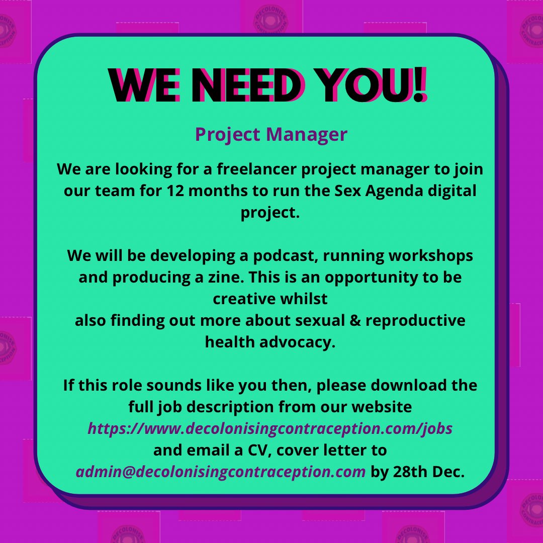 We so excited! We are looking for a project manager to join the team. Could that be you?  To find out more and how to apply click here irp-cdn.multiscreensite.com/48dda5ad/files… 

Deadline 28 Dec. 2020