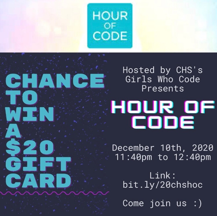 chsgwc's tweet photo. guys!! HOUR OF CODE HAPPENING NOW!!! Come join us and get a chance to win a $20 gift card!!! @THECalvertHigh  link: https://t.co/SGtrWG6dq5 https://t.co/y03pyEQA1f