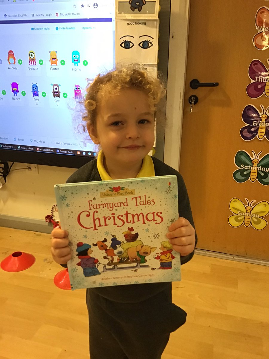 Nursery1TSP's tweet photo. Today, Snowflake had made friends with the Bananas and it really made us giggle! He also left us a lovely story called “Farmyard Tales Christmas’ by #HeatherAmery and #StephenCartwright. Thank you, Snowflake for another fantastic story! @Usborne #welovebooks #enjoy 🍌💫💙❄️ https://t.co/XOWhb8gdrE