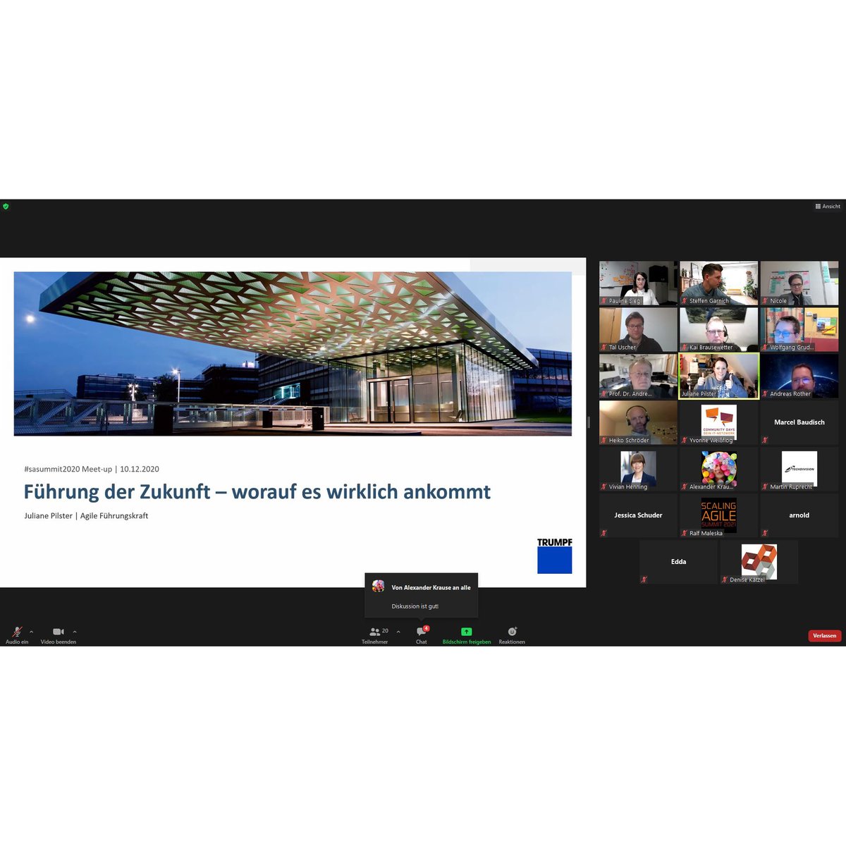 summitcle's tweet image. 🧡#sasummit2020MeetUp🧡

Heute kommt die agile Community des #sasummit2020 zum Austausch zusammen! DANKE an euch, an unser tolles PK und besonders an @1077c43n und Heiko Schröder von @TRUMPF_News, die uns mit agilem Input rund um die Führung der Zukunft versorgen!  #sasummit2021