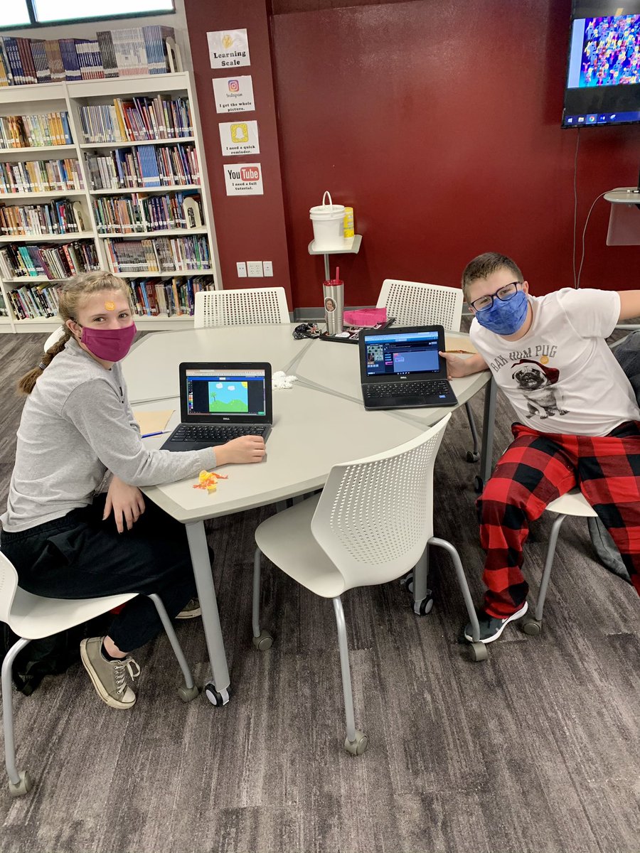 NorthSDMF's tweet photo. CODERS! Our first annual #HourOfCode at NMS was a GREAT success! Students at home &amp; at school had fun with treats, prizes, pjs, &amp; coding. We created our own sprites and tested out each others’ programs. @FallsSchools #CodingIsFun #NorthStars #HourOfCode2020 #nmsrocks #FallsPride https://t.co/TXRAwBYKyC