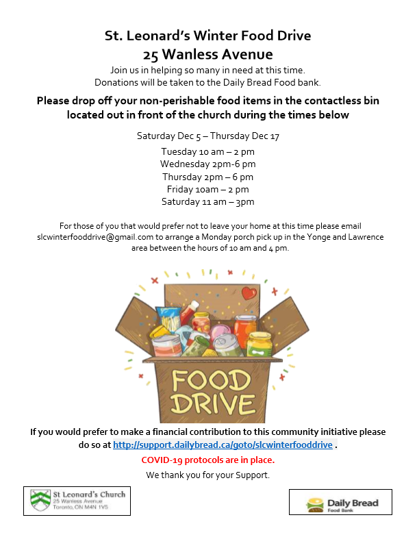 JayeRobinson's tweet photo. Join St. Leonard’s Church in helping those in need this Holiday season. 

Please drop off your non-perishable food items in the contactless bins located in front of the church. 

If you would like to make a cash donation, please visit https://t.co/hwOcfhgnEc. https://t.co/D1BDmLj7aK