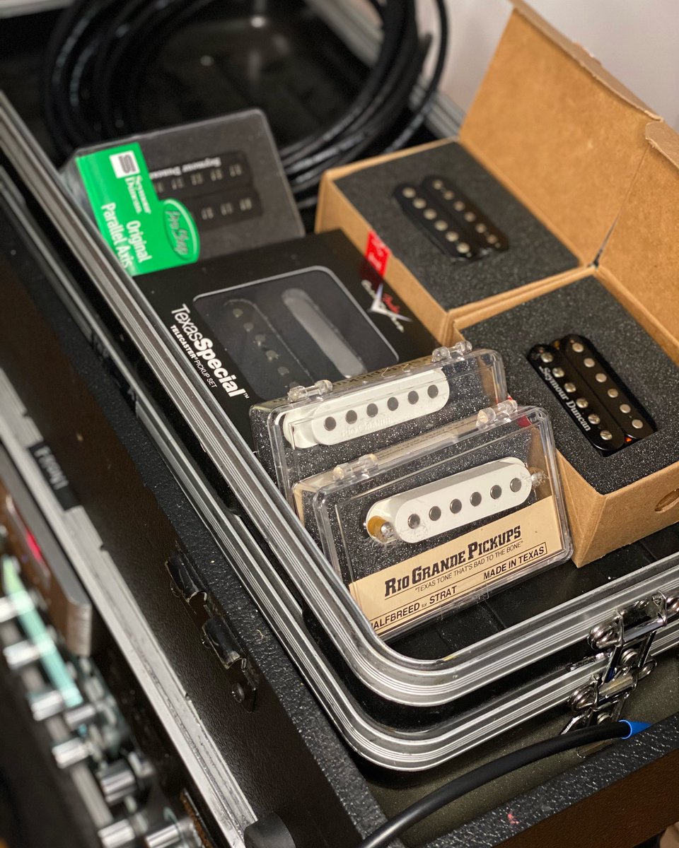 patvalley's tweet photo. Getting ready to swap out some pickups! Some of these, I’ve been meaning to try out for years- so I’m pretty curious to see what stays and what goes. I’ll share the ones I’m digging on here.
•
•
#NGD #newgearday #guitar @Fender @SeymourDuncan @Kemper_Amps  #riograndepickups https://t.co/aipuDXGTS6