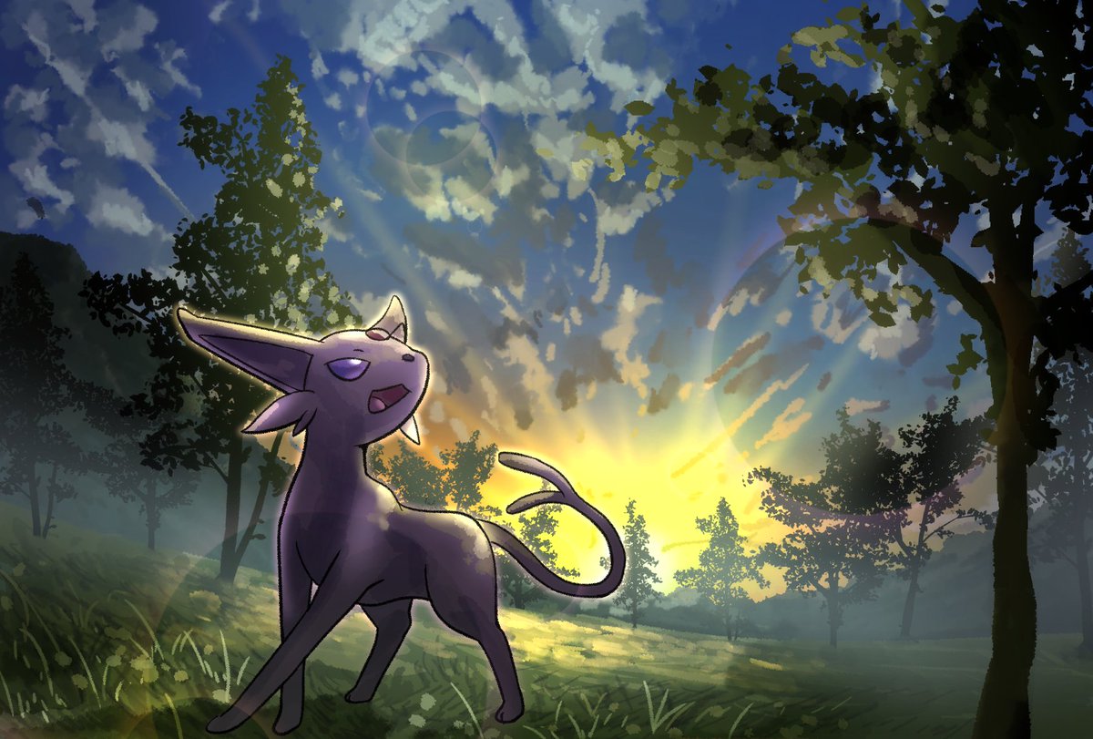 ポケモン 朝日とエーフィ ポケモン版深夜の真剣お絵描き60分一本勝負 ポケモンイ やまおり 星と魂の発見隊のイラスト ポケモン 朝日とエーフィ ポケモン版深夜の真剣お絵描き60分一本勝負 ポケモンイ やまおり 星と魂の発見隊のイラスト