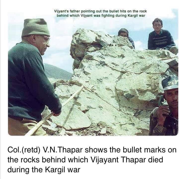 Col. Thapar has undertaken the trek up to the point where his son was martyred to pay homage to him and to the Indian Armymen who faught in these treacherous mountains and gave their today for our tomorrow’...