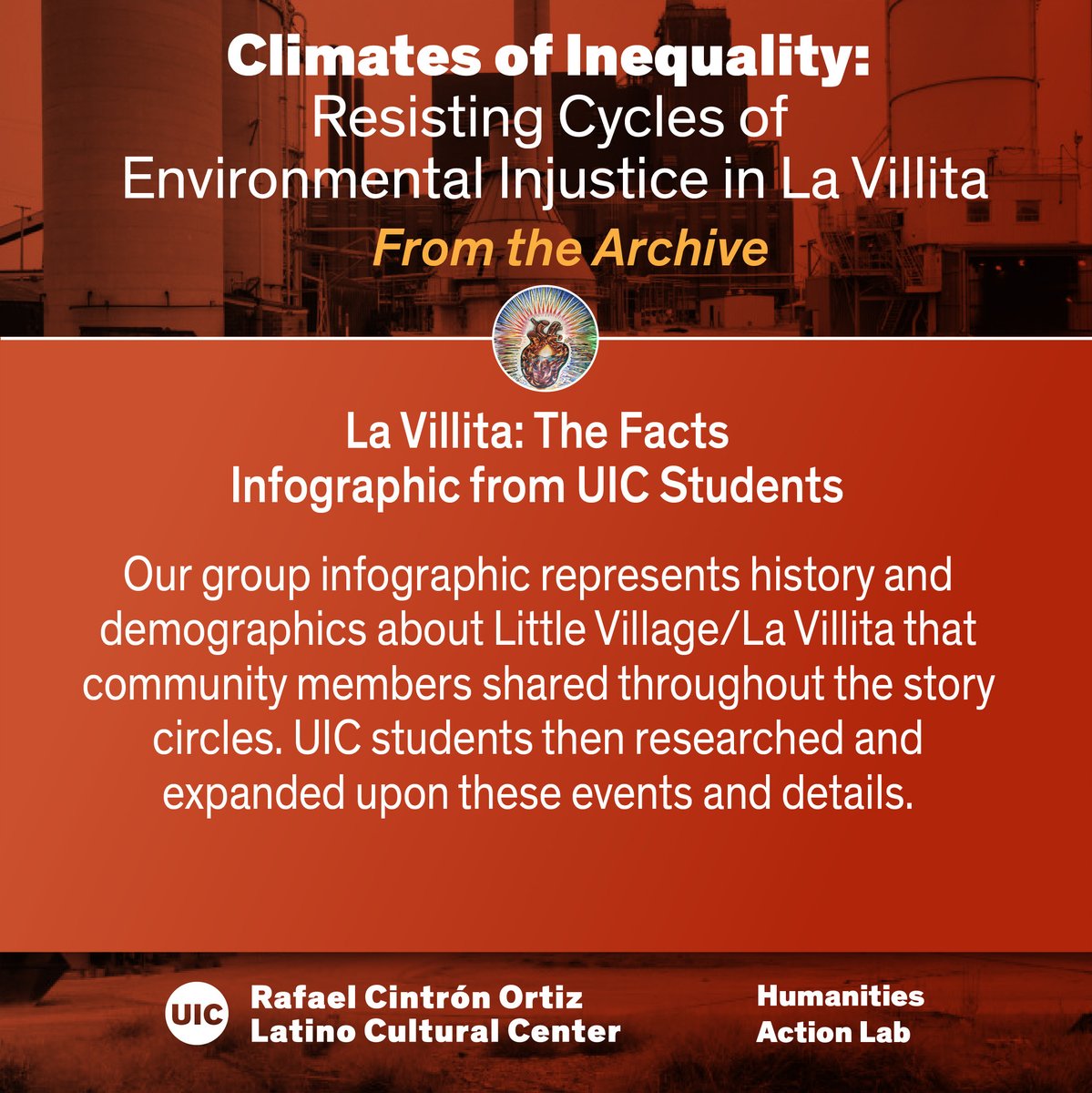 UICLCC's tweet photo. Image Credit: UIC Students
Watch our Climates of Inequality presentations where community leaders discuss how communities are impacted by pollution and climate change. 
https://t.co/FdAy6j25Qt 

#ClimatesOfInequality
#EnvironmentalRacism
#HumanitiesActionLab https://t.co/dnDBBYQ6HJ