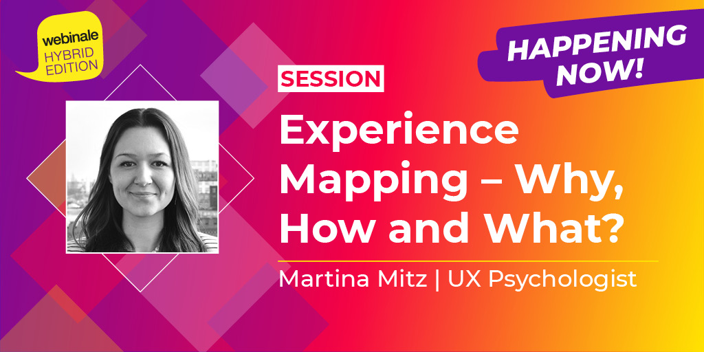 webinale's tweet photo. Happening now!
#ExperienceMaps can help align the different points of views and goals from different departments or disciplines. @MartinaMitz will give you an overview of the 3 main types of experience maps and will help you decide when to use each of them.
#webinale https://t.co/2mFunJpnyN