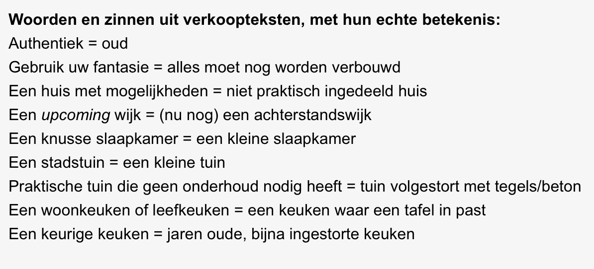 Makelaarstaal ontmaskerd :-)