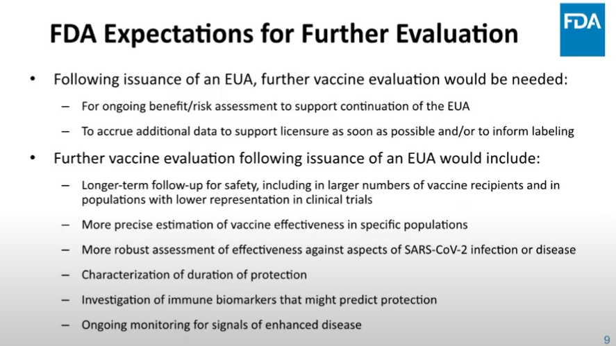 Actually, here's FDA's Doran Fink (Deputy Director, Division of vaccines and related products applications) making that point explicitly now: