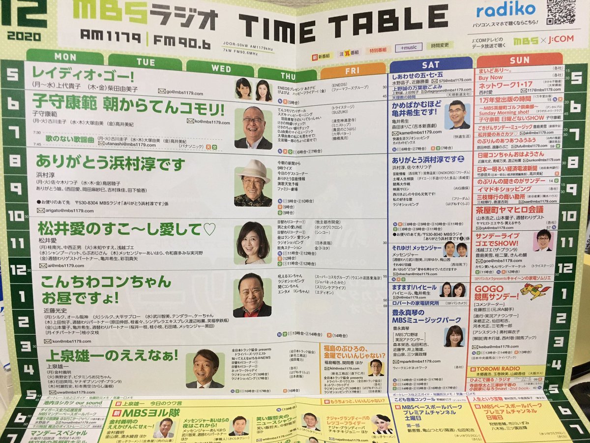 mbs ラジオ 番組 表