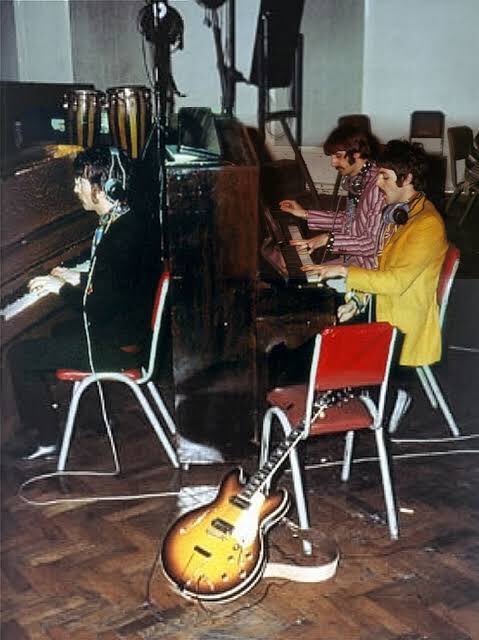 Here they are in the studio playing side by side! 