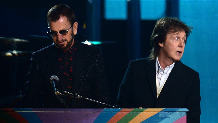 End thread - Paul and Ringo at the 56th Grammy Awards with Paul’s rainbow piano 