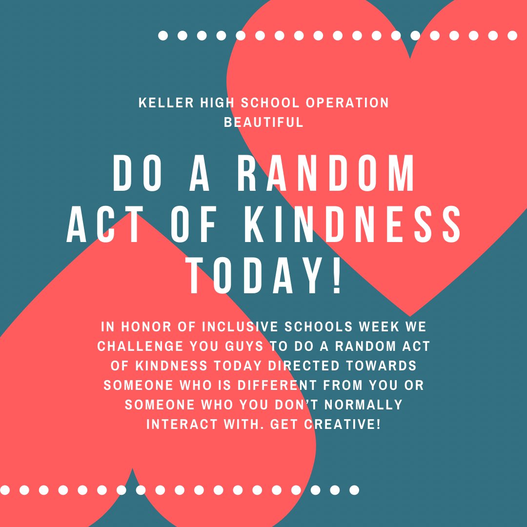 Today we challenge you to actively help us in the mission of Inclusive Schools Week! Don’t forget to send us pictures of your random act of kindness❤️