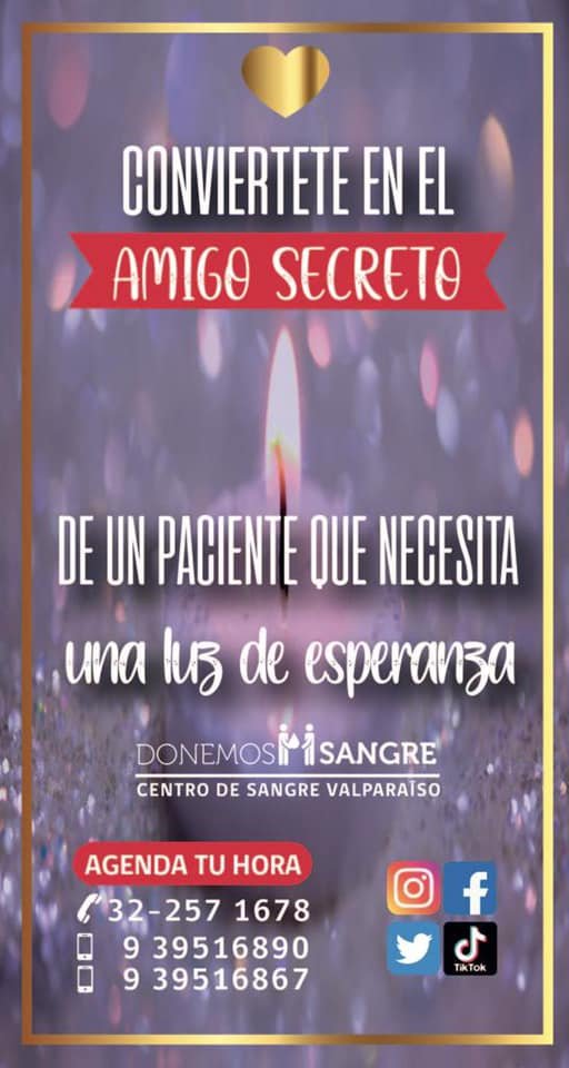 CentrodesangreV's tweet photo. Tú también puedes ser el amigo secreto de un paciente, regala vida en esta navidad 🎄🩸😊, dona sangre !!
Síguenos en Dona Sangre y Centro de Sangre O Rh- Valparaíso.
#SalvaVidas #amigosecretosalvavidas #DonarSangreEsDonarVida #BuenaAccion #valparaíso #viñadelmar #quilpue https://t.co/eqsLkdmBXw