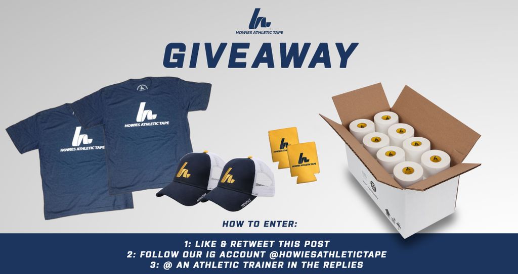 howiestape's tweet photo. Win some free Howies products 🤯 It's easy! Just like and retweet this tweet, follow our instagram account @howiesathletictape and @ an Athletic Trainer in the comments below ⬇ https://t.co/EWnXNFFEYy