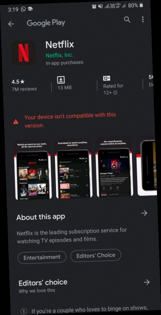 android netflix download is not compatible / Twitter