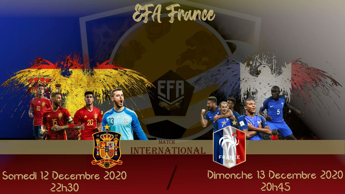 Nuestros Compañeros de EFA Francia
Ya estan preparados!!!!
FINDE de Selecciones!!!!  
EfaEspana 🇪🇸 vs EfaFrance 🇫🇷
SUB21 sam.12 DÉC. 22h30 H 🇫🇷
ABSOLU dim.13 DÉC. 20,45 H 🇫🇷 
<a href="/EfaEspana/">🇪🇸EFA ESPAÑA🇪🇸</a> 🇪🇸 vs @efa_selection 🇫🇷