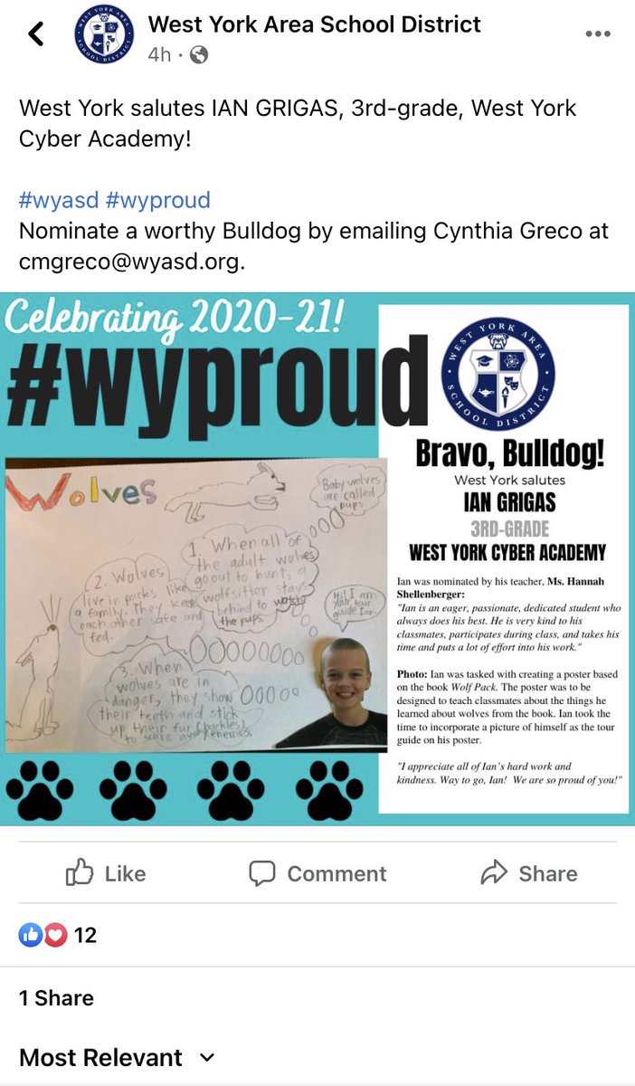 Woke up this morning to this familiar face on my social media feeds. Super proud of this bulldog’s accomplishments in the WYASD cyber academy! #wyproud