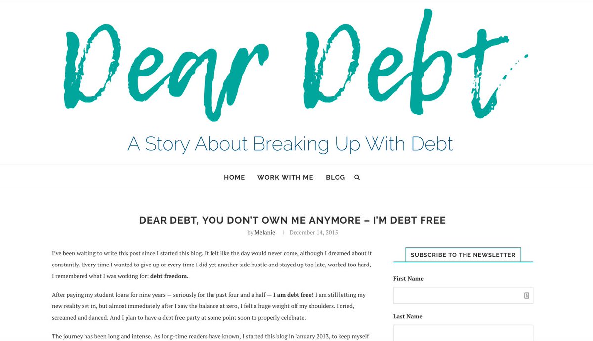 SteveStewartMe's tweet image. Happy #DebtFreeaversary @deardebtblog. Melanie paid off her last debt on this day in 2015, then wrote about it a couple days later: &quot;Dear Debt, You Don&apos;t Own Me Anymore - I&apos;m Debt Free&quot; deardebt.com/dear-debt-you-…