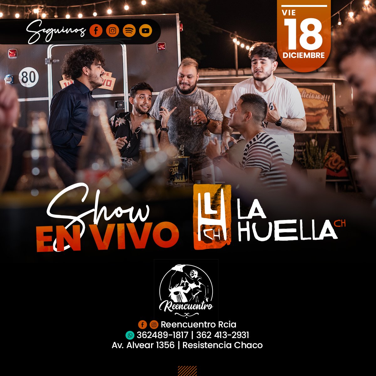 lahuellach's tweet photo. ¡BUEN JUEVES AMIGXS! ⁣
El 𝙫𝙞𝙚𝙧𝙣𝙚𝙨 18/12 VOLVEMOS A LOS SHOWS EN VIVO, y comenzamos en nuestra hermosa ciudad de #RESISTENCIA,  vamos a estar tocando en el "𝘽𝘼𝙍 𝘾𝙐𝙇𝙏𝙐𝙍𝘼𝙇 𝙍𝙀𝙀𝙉𝘾𝙐𝙀𝙉𝙏𝙍𝙊" en Av. Alvear 1356. https://t.co/PJxVrCSLhJ
