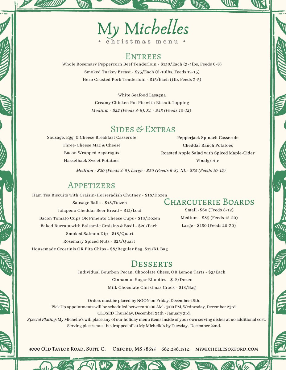 MyMichelles's tweet image. CHRISTMAS MENU IS READY!   Give us a call and let us help you this Holiday Season!