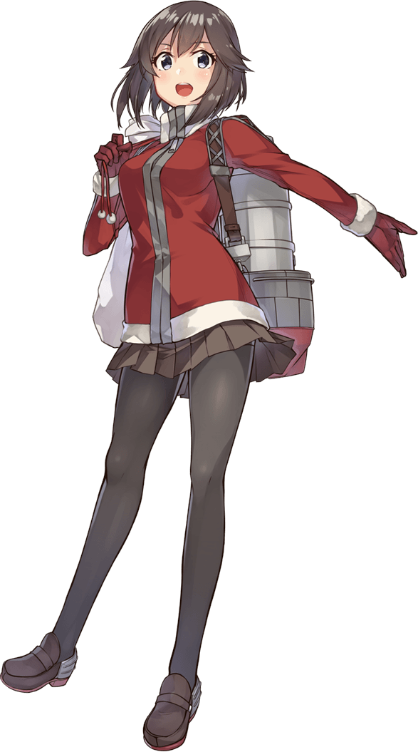 クリスマスの速吸の立ち絵と中破絵。プレゼント箱そこどきなさいという