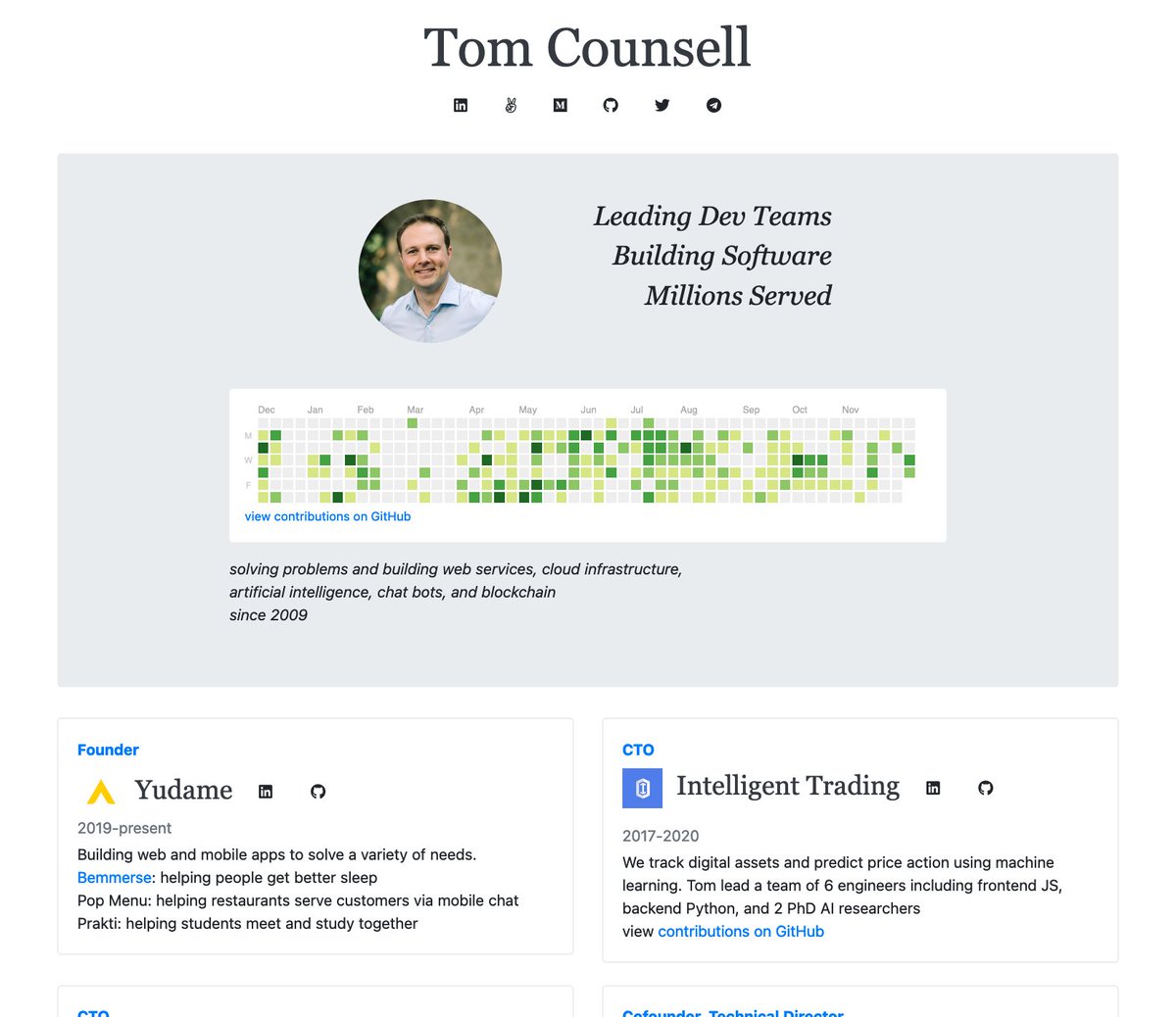 tomcounsell's tweet photo. Personal website https://t.co/169zMGJSGu got a fresh new look today.
Started over from scratch - took about 3 hours. https://t.co/pu8CZYFSwD