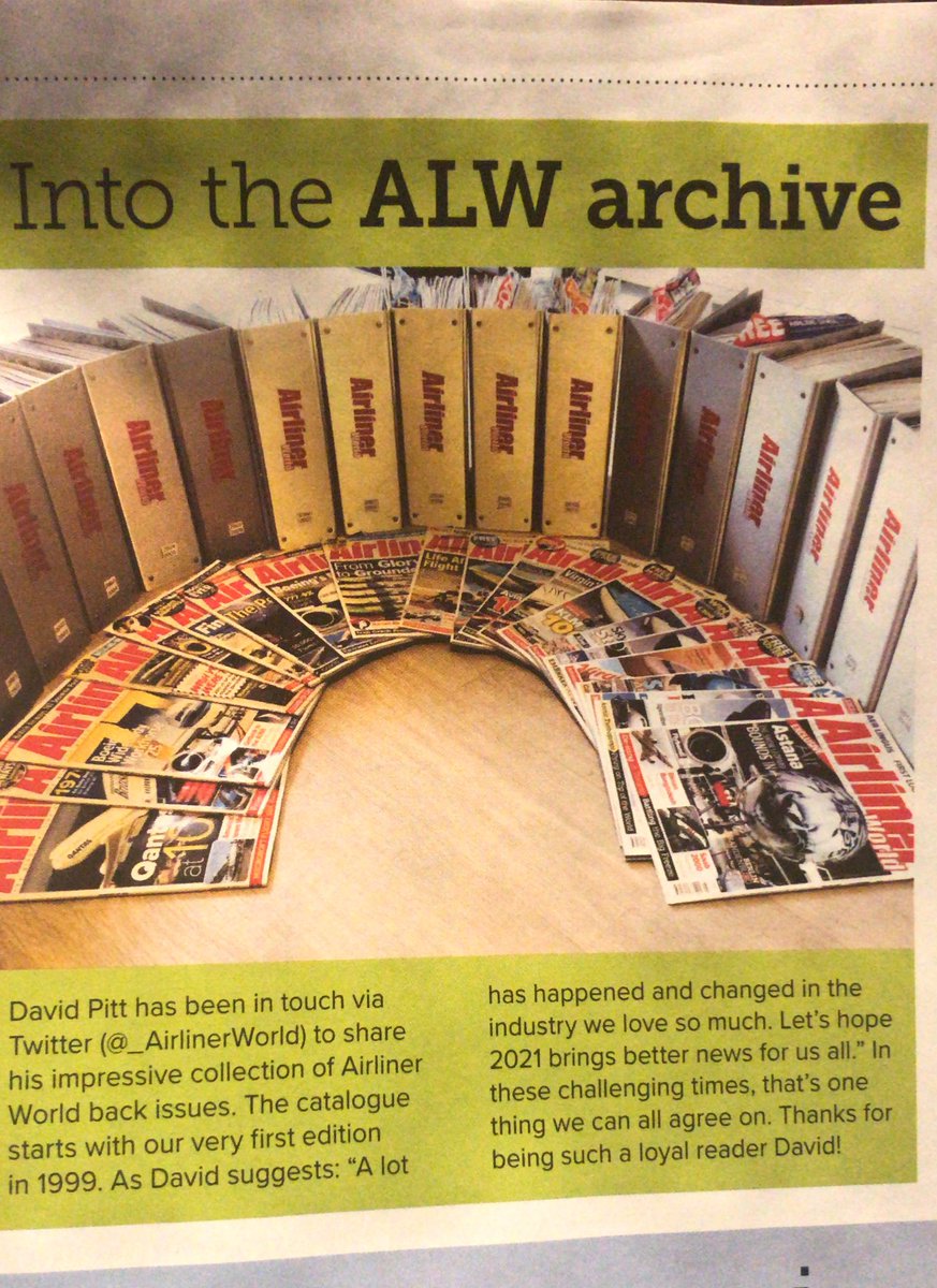 I am always happy to see the latest copy of @_AirlinerWorld drop through my letter box, but especially happy when I’m mentioned in the ‘Departure Gate’ section. Thanks team ALW for the shout out 🙏 #airlinerworld #keypublishing #aviation #aircraft #airlines #avgeek #airports