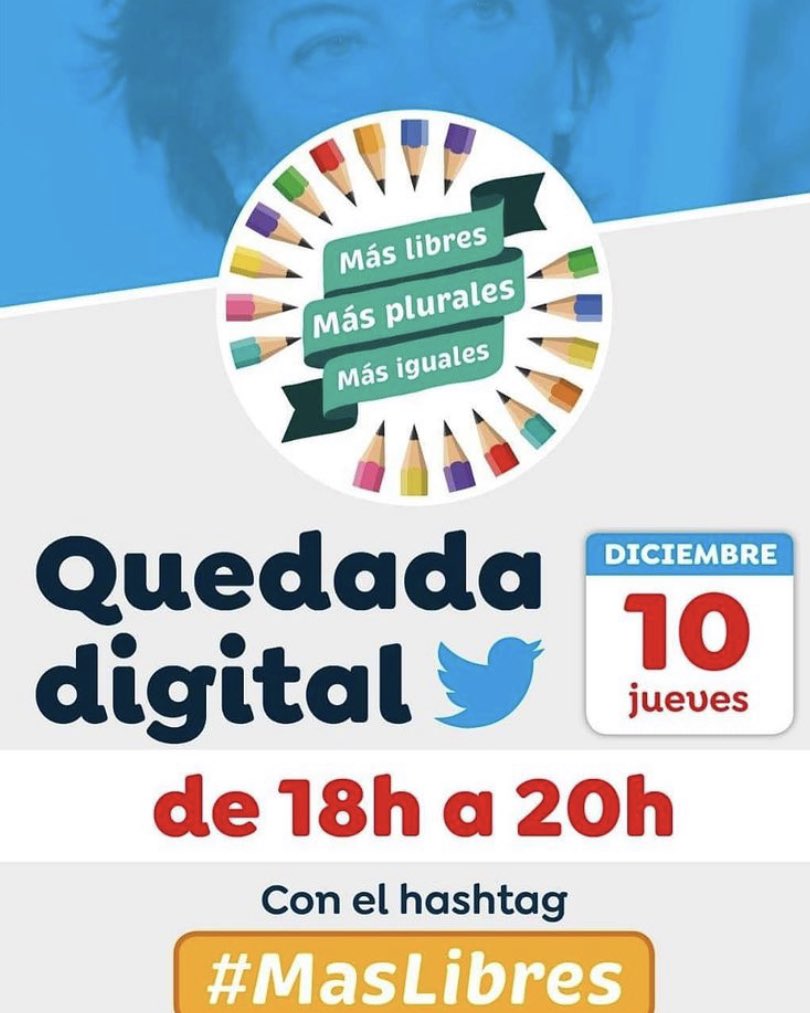 Quedada Digital en twitter ‼️

📌10 de noviembre 2020 

📍desde las 18:00h a las 20:00h 

#MasPlurales

Vamos a conseguir que el hasgtag  #MasPlurales sea trending topic  
tuiteando al menos, 30 tuits por participante. <a href="/MasPlurales/">Más Plurales🧡</a> 

#maslibres #StopLeyCelaá #LOMLOE